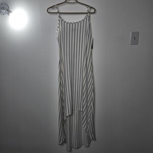 Fashion Magazine Monochrome Striped High Low Dress